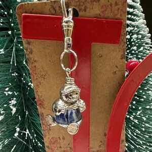 Silver and Blue Snowman Zipper Pull 2/$22